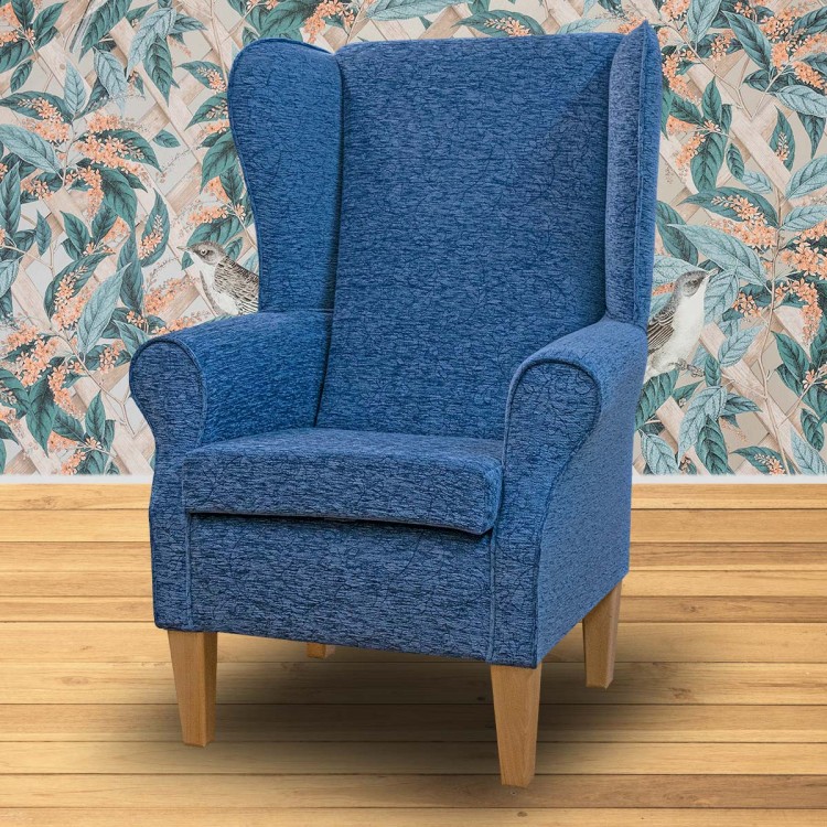 Large High Back Chair in Kintyre Chestnut Tartan Fabric | Beaumont