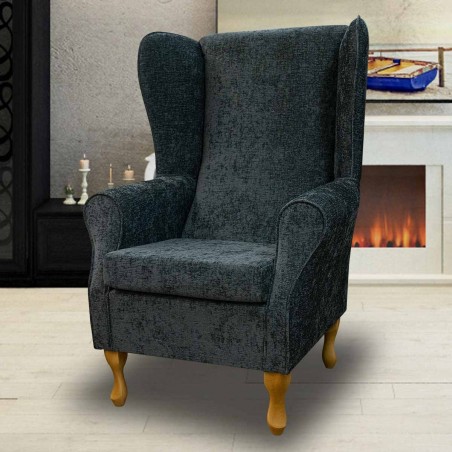 Large High Back Chair in a Carlton Charcoal Fabric | Beaumont