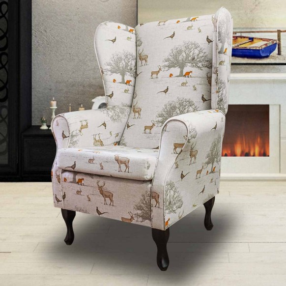 Large High Back Chair in a Tatton Cotton Fabric | Beaumont