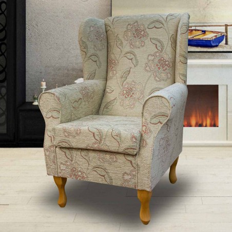 Wingback Chair in a Maida Vale Floral Rose Fabric SR14604 | Beaumont