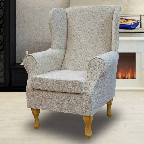 Wingback Chair in a Camden Ripple Pearl Fabric SR15561 | Beaumont