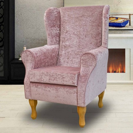Wingback Chair in Pastiche Crush Blush Pink Fabric SR18067 | Beaumont