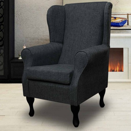 Standard Wingback Fireside Chair in an Atlanta Grey Fabric | Beaumont