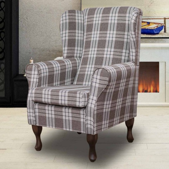 Standard Wingback Chair in a Kintyre Chestnut Tartan Fabric | Beaumont