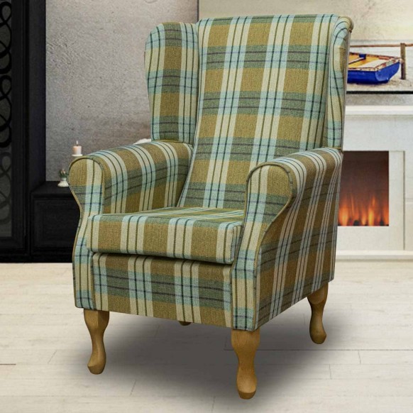 Standard Wingback Chair in a Kintyre Pampas Tartan Fabric | Beaumont