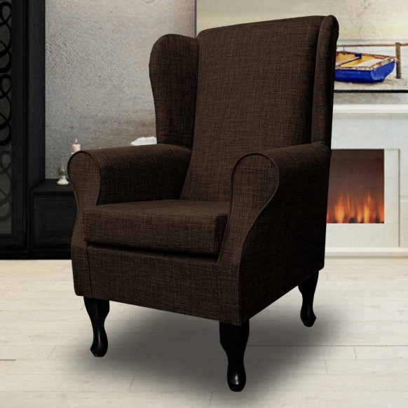 Standard Wingback Chair in a Lena Plain Marl Brown Fabric | Beaumont