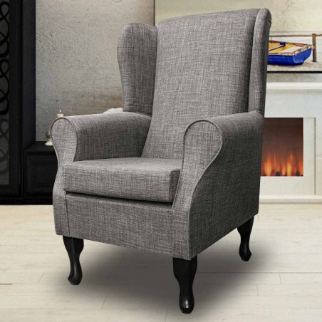 Standard Wingback Chair in a Lena Plain Marl Slate Fabric | Beaumont