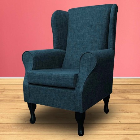 Standard Wingback Chair in Petrol Blue Fabric | Beaumont Furniture