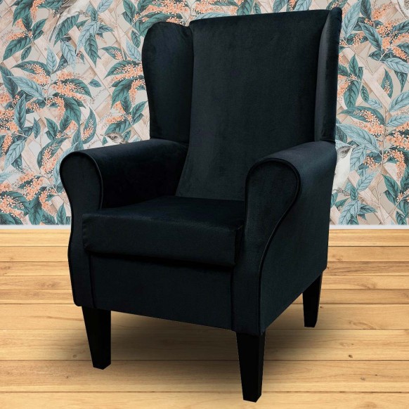 Standard Wingback Chair in a Malta Cosmic Deluxe Velvet Fabric | Beaumont