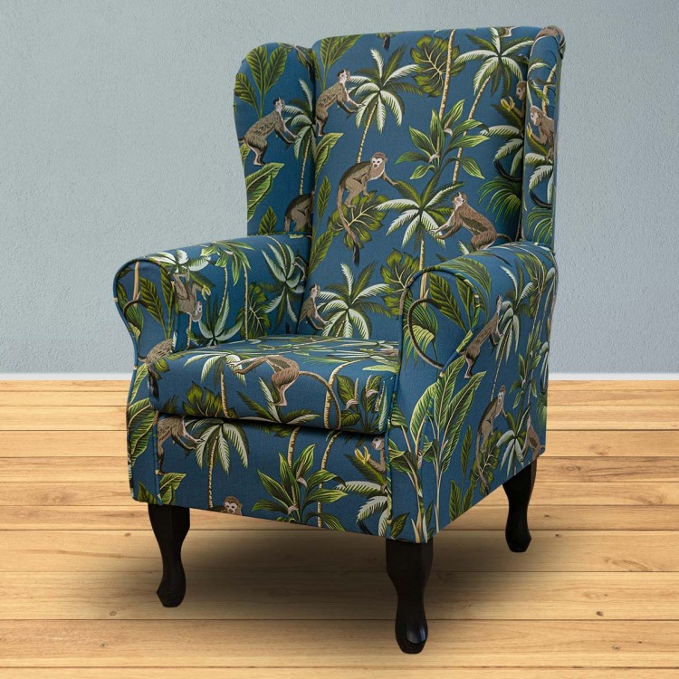 monkey teal wingback chair