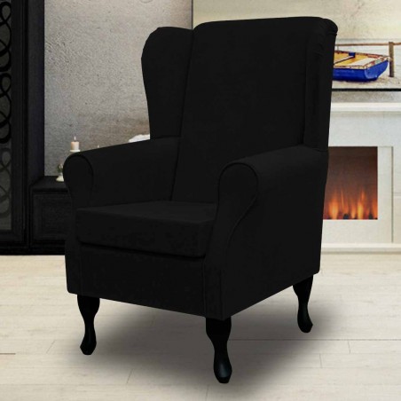 Standard Wingback Westoe Chair in a Plush Black Fabric | Beaumont