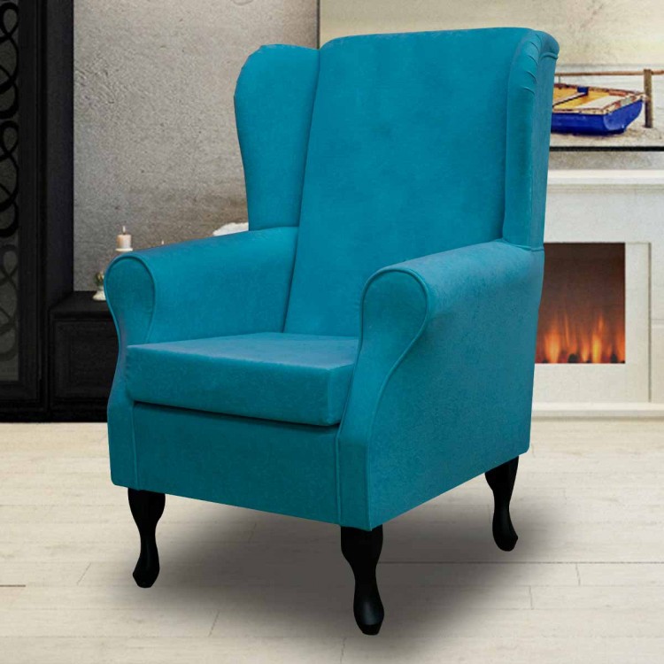 Standard Wingback Westoe Chair in a Plush Light Blue Fabric | Beaumont