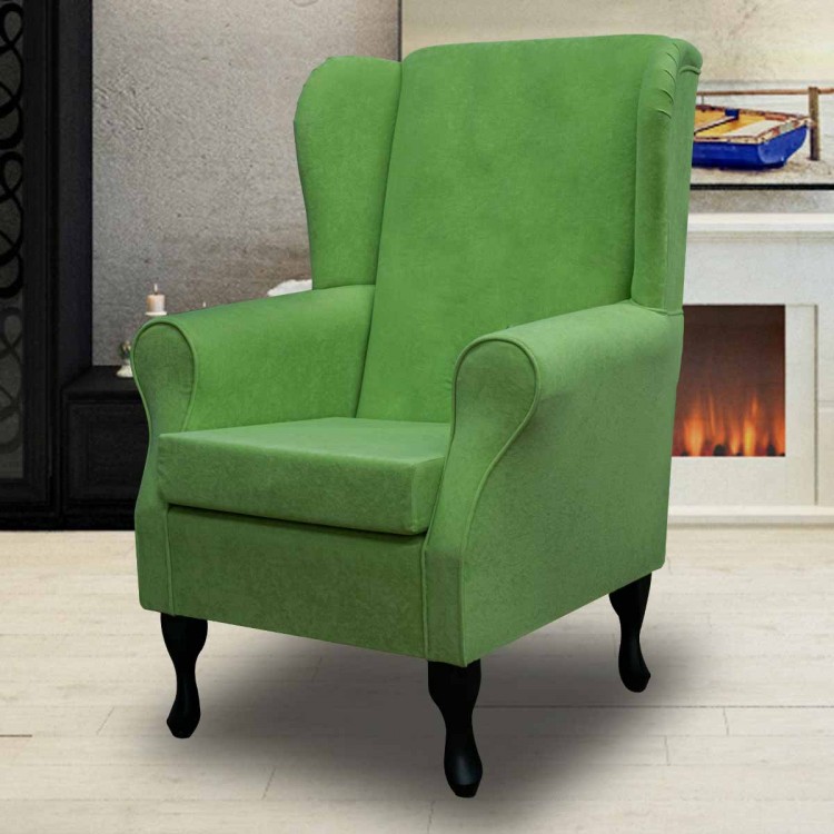 Standard Wingback Westoe Chair in Plush Grass Green Fabric | Beaumont
