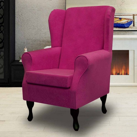 Standard Wingback Westoe Chair in Plush Fuchsia Pink Fabric | Beaumont