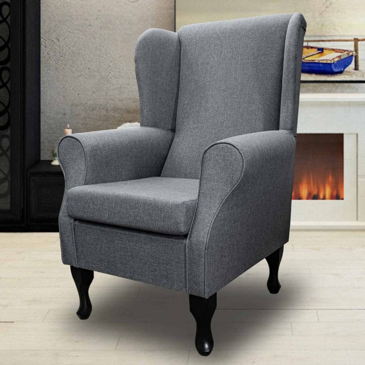 Standard Wingback Fireside Chair in a Grey Sawana Fabric | Beaumont