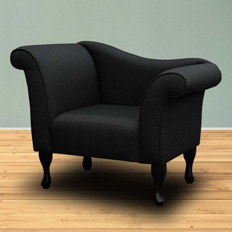 Designer Chaise Chair in a Dundee Herringbone Ebony Fabric SR13618 | Beaumont