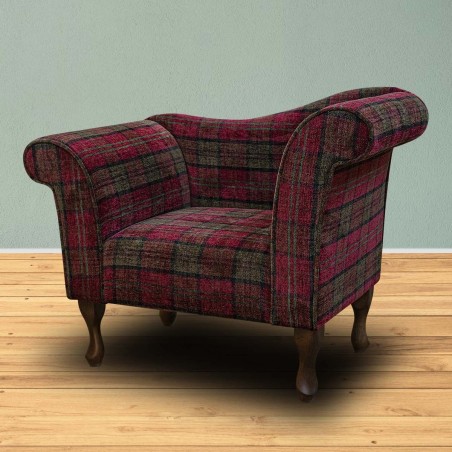 Designer Chaise Chair in Lana Red Tartan Fabric LAN1258 | Beaumont