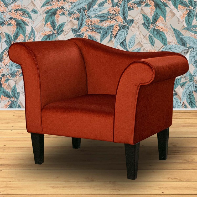 Chaise Chair in Malta Apricot Deluxe Velvet Fabric | Beaumont