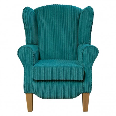 Duchess Wingback Armchair in a Conway Teal Jumbo Cord Fabric