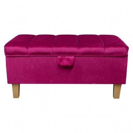 Fluted Storage Ottoman in Monaco Boysenberry Velvet Fabric | Beaumont