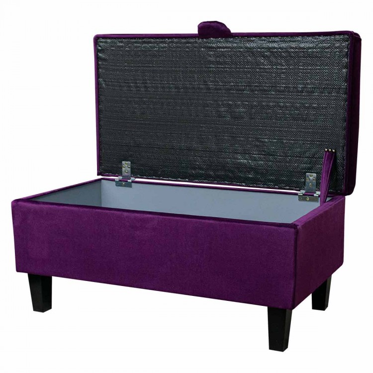 Fluted Storage Ottoman in Monaco Amethyst Velvet Fabric | Beaumont