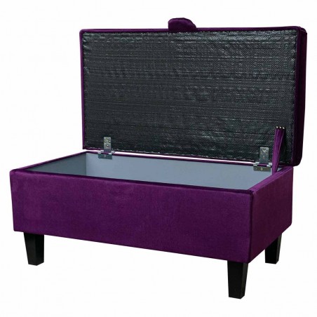 Fluted Storage Ottoman in Monaco Amethyst Velvet Fabric | Beaumont