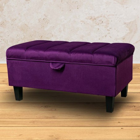 Fluted Storage Ottoman in Monaco Amethyst Velvet Fabric | Beaumont