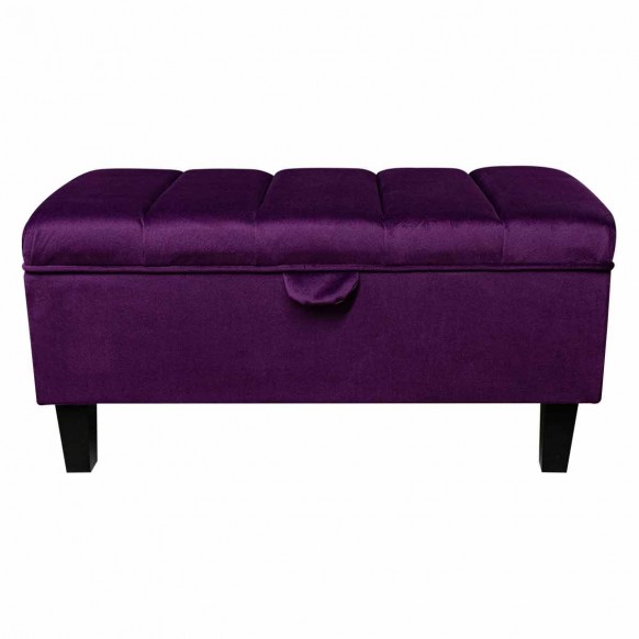 Fluted Storage Footstool Ottoman in Monaco Amethyst Supersoft Velvet Fabric
