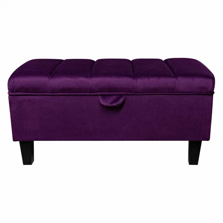 Fluted Storage Ottoman in Monaco Amethyst Velvet Fabric | Beaumont
