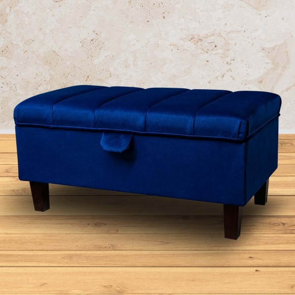 Fluted Storage Ottoman in Monaco Royal Velvet Fabric | Beaumont