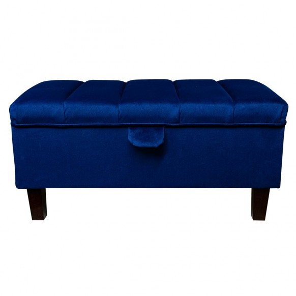 Fluted Storage Footstool Ottoman in Monaco Royal Supersoft Velvet Fabric