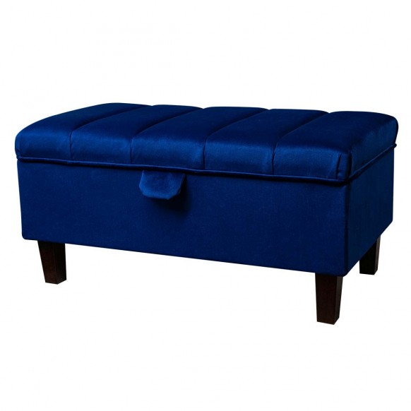 Fluted Storage Footstool Ottoman in Monaco Royal Supersoft Velvet Fabric