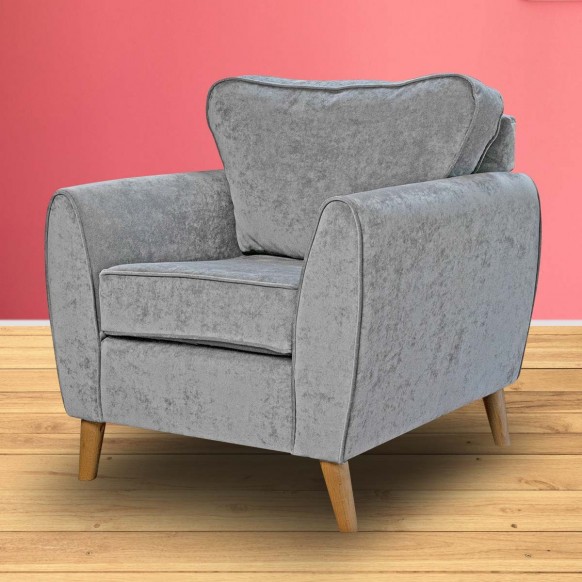 Minimalist Wingback Chair in Dolce Fog Velvet Fabric | Beaumont