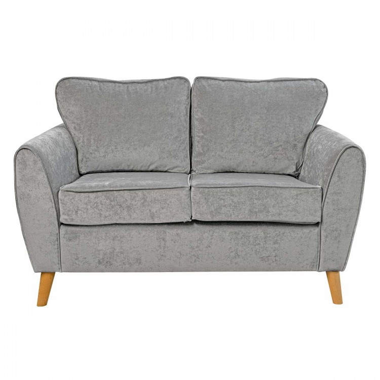 Minimalist Two Seater Sofa in Dolce Fog Velvet Fabric | Beaumont
