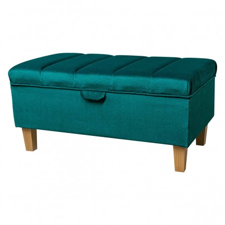 Fluted Storage Ottoman in Malta Emerald Luxury Velvet Fabric | Beaumont