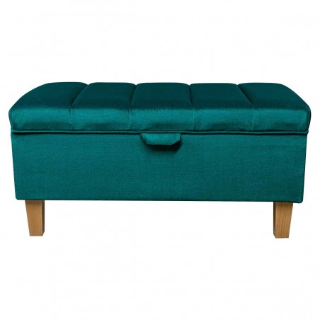Fluted Storage Ottoman in Malta Emerald Luxury Velvet Fabric | Beaumont