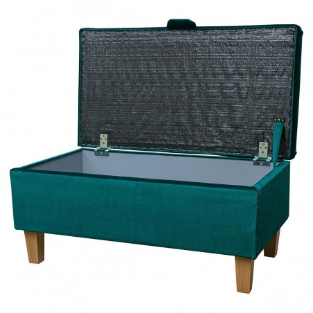 Fluted Storage Ottoman in Malta Emerald Luxury Velvet Fabric | Beaumont
