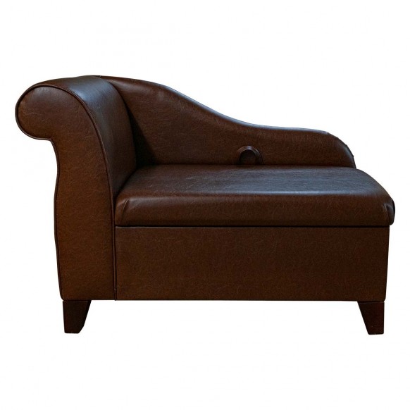 41" Storage Chaise Longue in Denver Chestnut Faux Leather