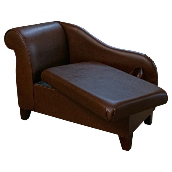 Storage Chaise Longue in Denver Chestnut Faux Leather | Beaumont