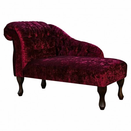 wine red crushed velvet chaise lounge
