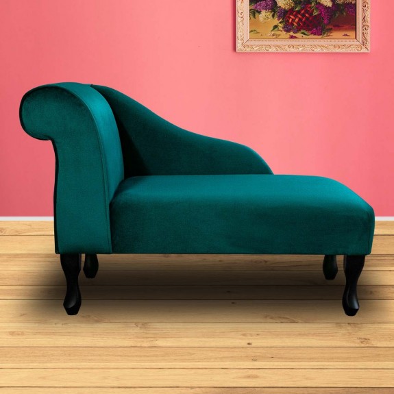 Mini Chaise Longue in a Malta Emerald Deluxe Velvet Fabric | Beaumont
