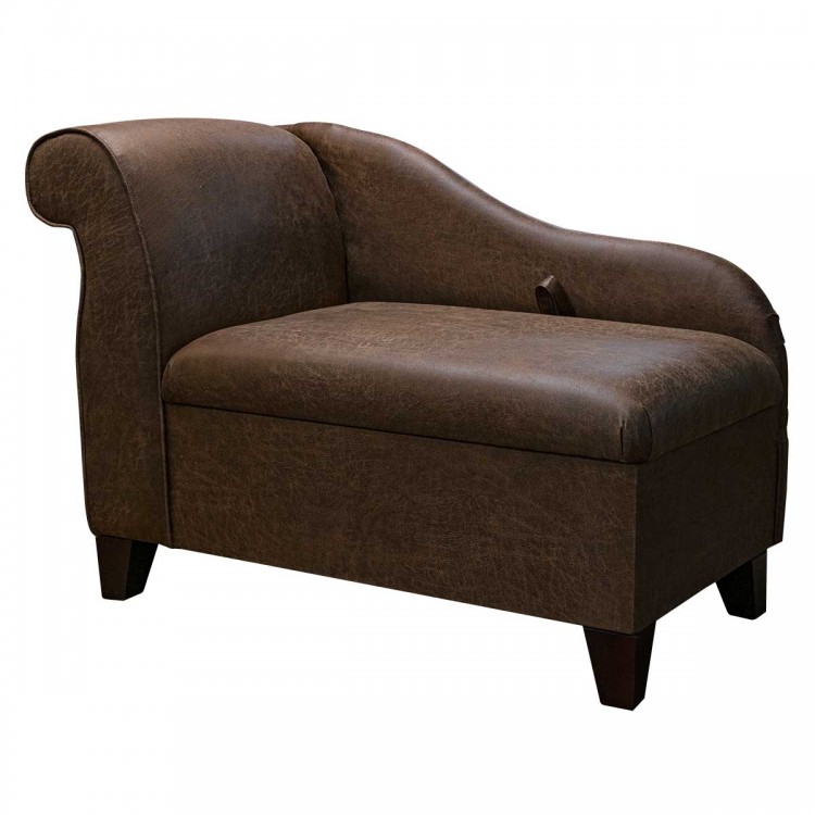 Storage Chaise Longue in Nevada Tan Faux Leather Fabric | Beaumont