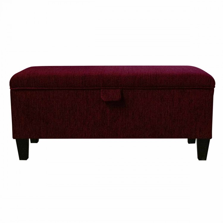 claret red boucle footstool