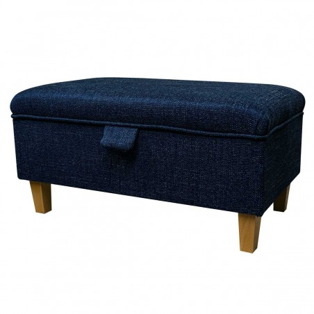Storage Footstool in Ponte Plain Midnight Metallic Fabric PON3308 | Beaumont