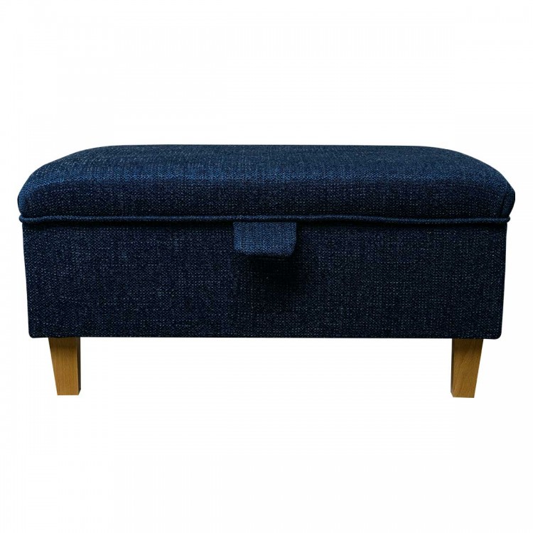 Storage Footstool in Ponte Plain Midnight Metallic Fabric PON3308 | Beaumont Storage Footstool in Ponte Plain Midnight Metallic Fabric PON3308 | Beaumont