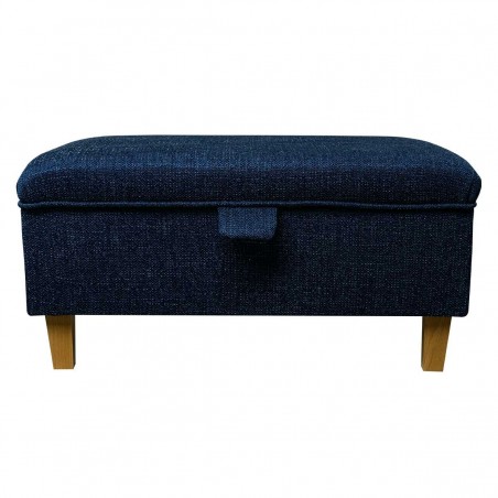 Storage Footstool in Ponte Plain Midnight Metallic Fabric PON3308 | Beaumont