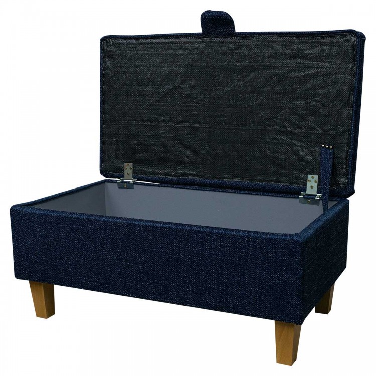 Storage Footstool in Ponte Plain Midnight Metallic Fabric PON3308 | Beaumont Storage Footstool in Ponte Plain Midnight Metallic Fabric PON3308 | Beaumont