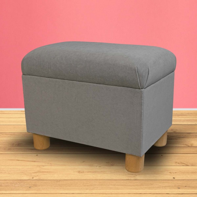 Pouffe Stool in a Notting Hill Plain Mist Velvet Fabric | Beaumont