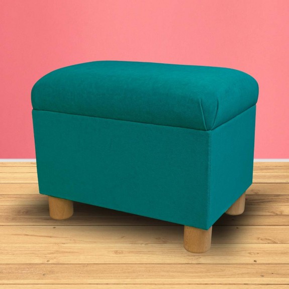 Pouffe Stool in a Notting Hill Plain Azure Velvet Fabric | Beaumont