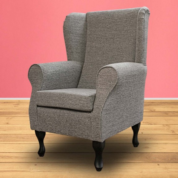 Wingback Chair in a Cromwell Plain Grey Fabric SR14754 | Beaumont